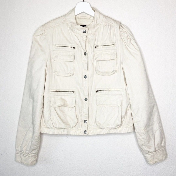 GAP Fleece Lined Bomber Utility Cream Jacket M - Picture 1 of 12